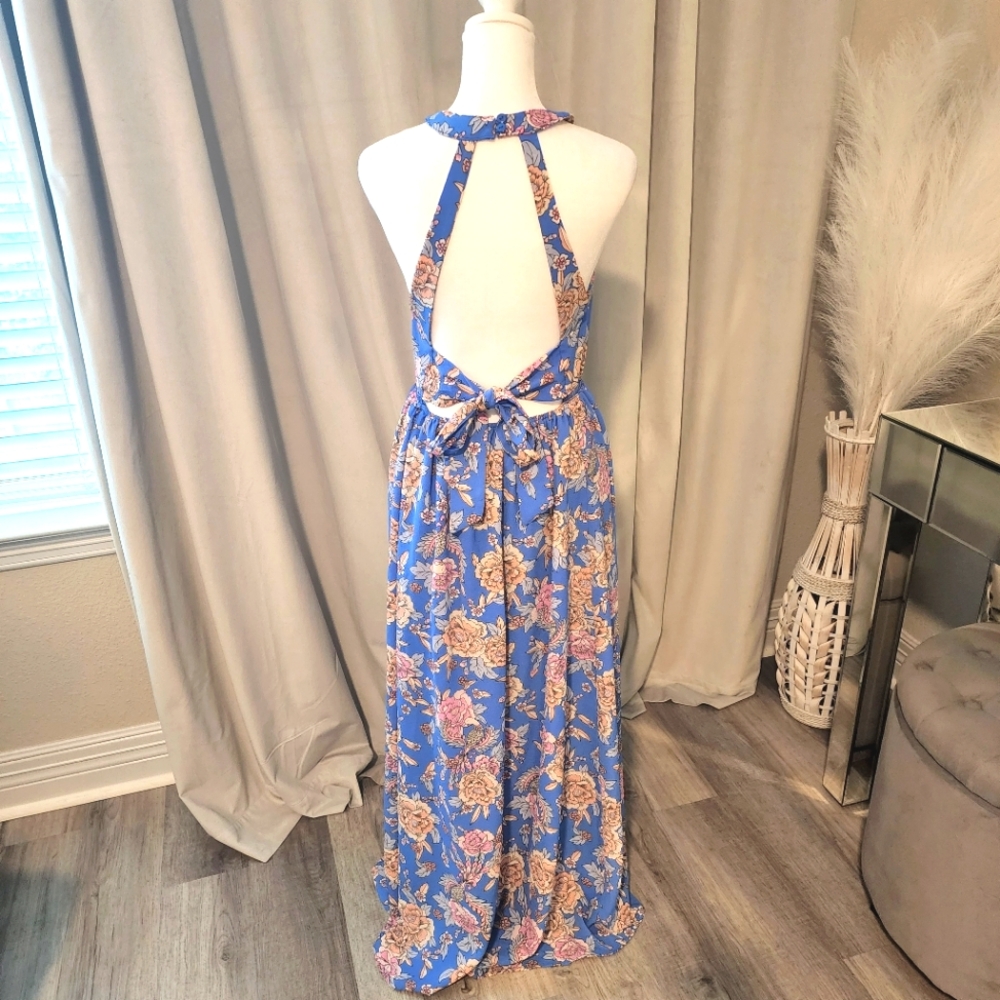 Zesica Halter Floral Print Backless Maxi Dress - Picture 9 of 10
